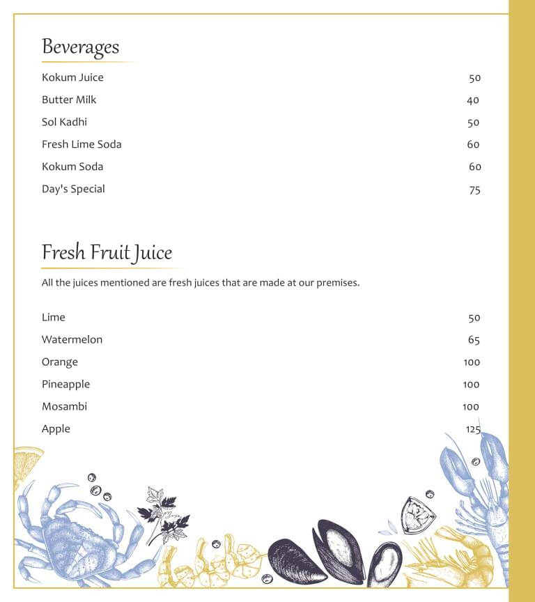 Menu - Beverages & Fruit Juices