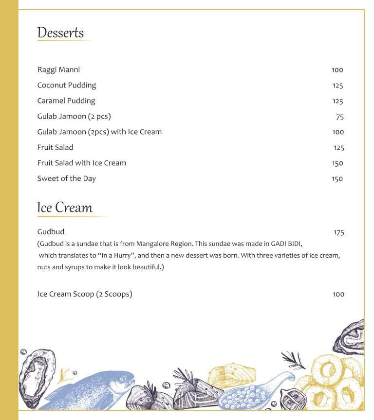 Desserts Menu