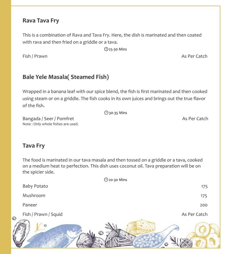 Coastal Fish & Seafood Menu